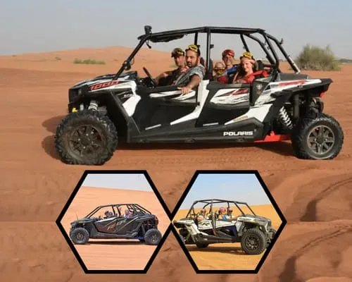 Group buggy ride photo stop Dubai desert